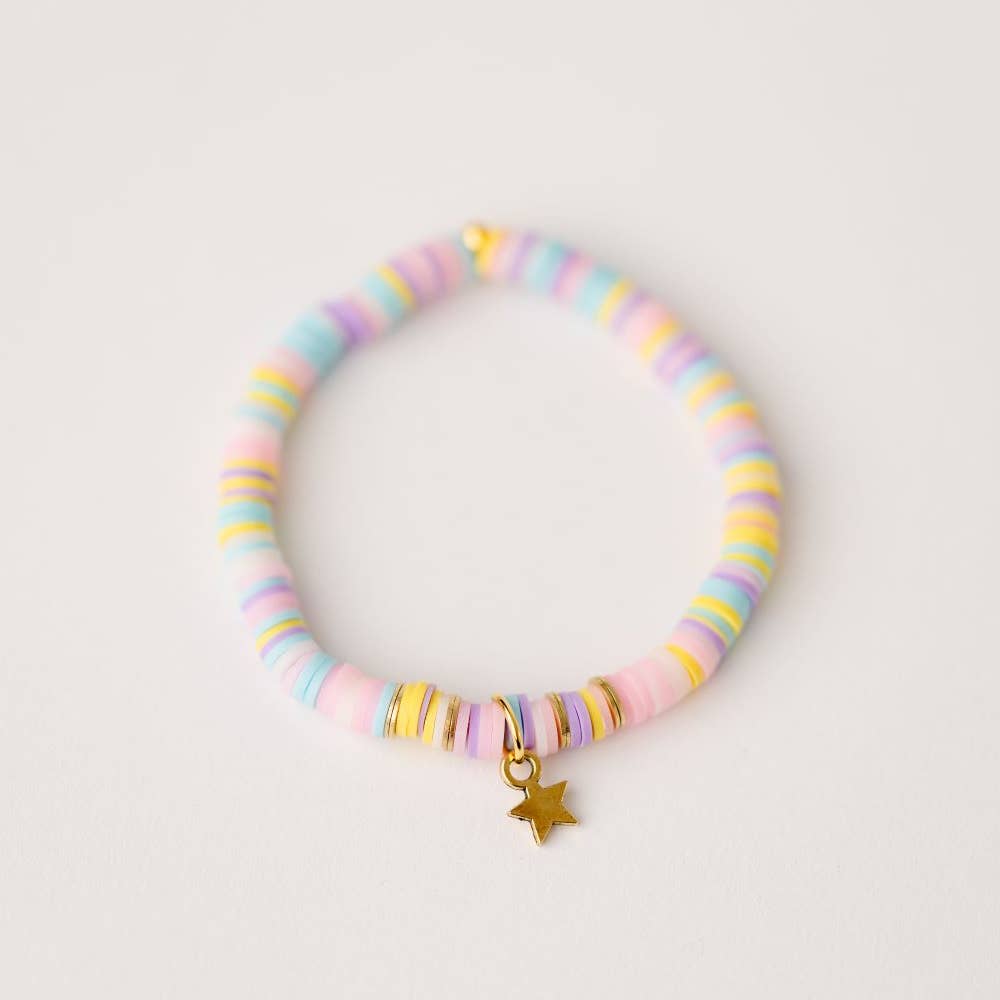 Pink and yellow clay beads bracelet (child)