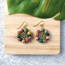 Sari Bead Flower Earrings